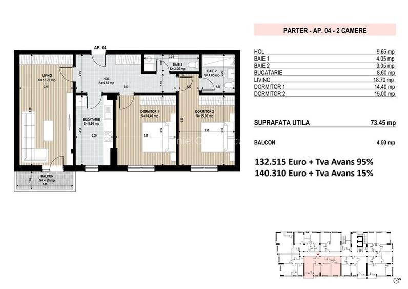 Apartament 3 Camere Sector 4 Grand Arena 77.95Mp
