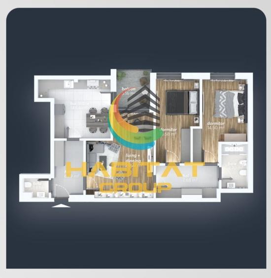 Vanzare ap 3 cam etaj 5 semidecomandat 90 mp modern acte gata liber Grand Arena - 9