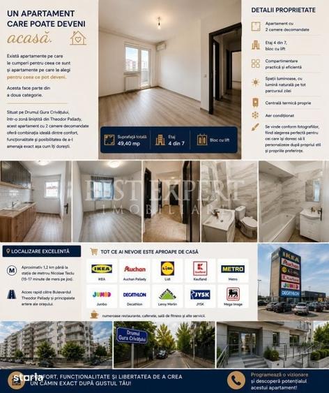 2 Camere Decomandat| Etaj 4/7 |Centrala Proprie | Aer Conditionat | Zo - 4