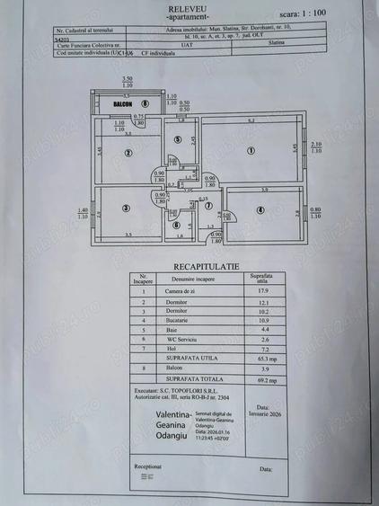 Apartament 3 camere, 65 mp utili, 2 bai, balcon Steaua, Slatina - 7