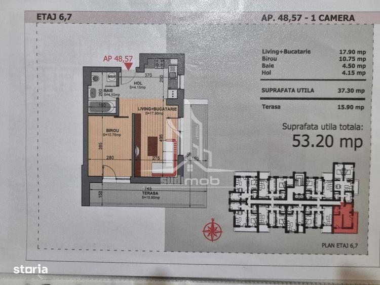 Apartament 2 camere tip studio cu terasa de 16 mp Postalionului. - 2