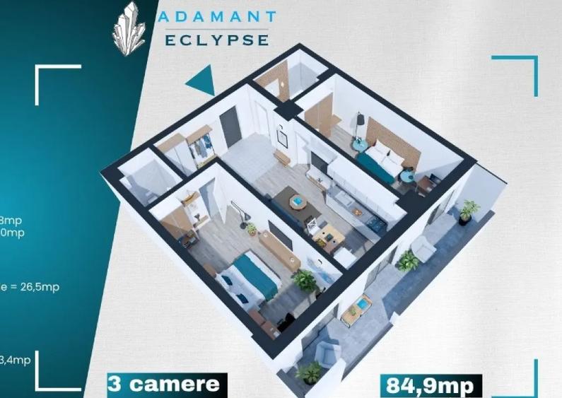 ADAMANT ECLYPSE | 3 camere openspace | 3B ~ 85mp, CUG-BRD Iasi - 7