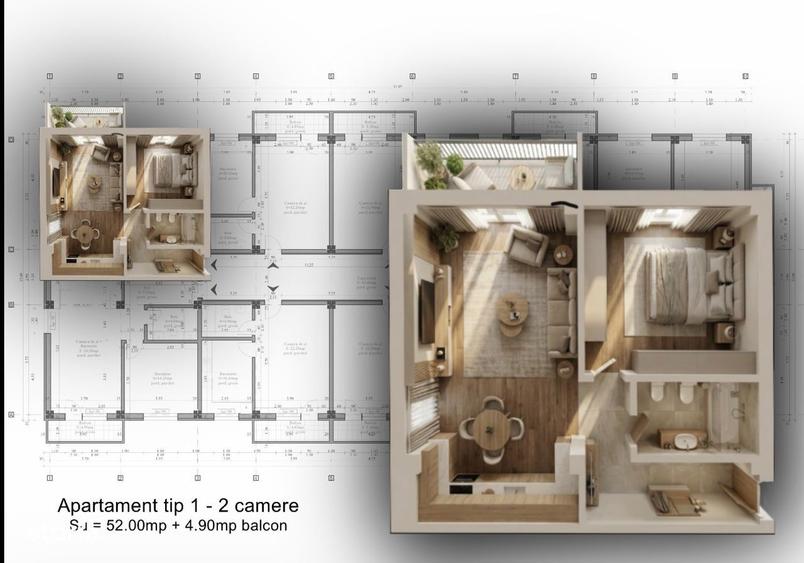 Apartament 2 camere, 57,7 mp, etaj 1 CNI Residence Hlincea - 4