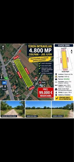 Teren de 4800 mp, în Ciolpani