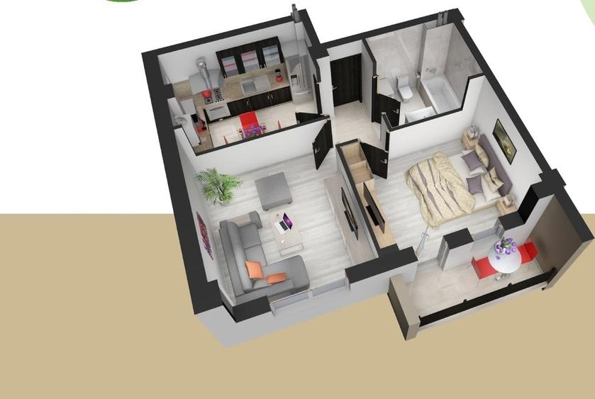 Apartament cu 2 camere decomandat în Bucium