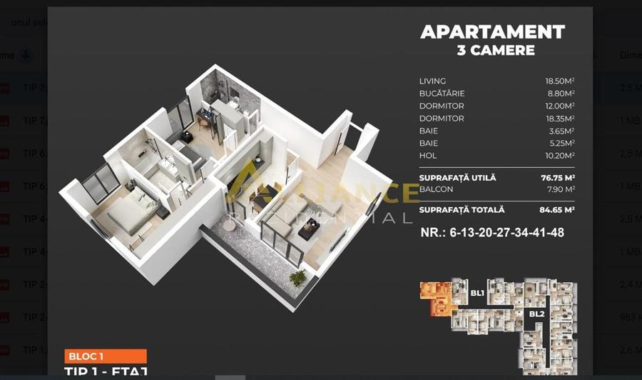 Apartament cu 3 camere decomandat în Central