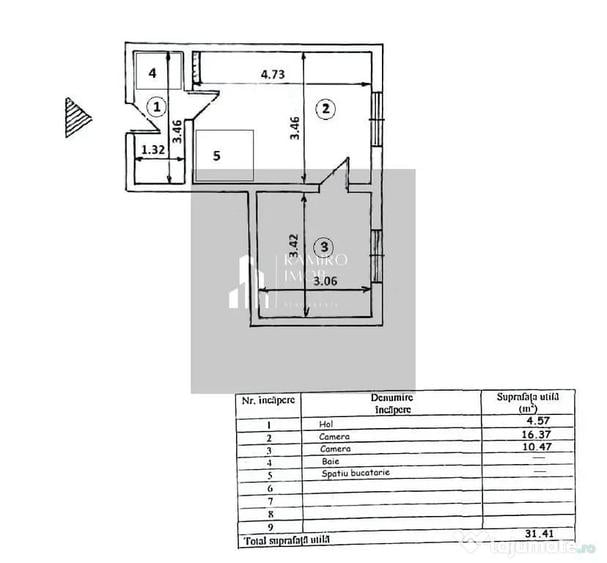 Apartament cu 2 camere semidecomandat în 1 Decembrie 1918