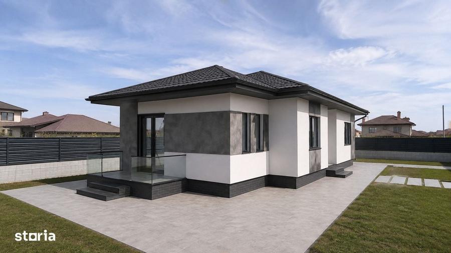 Casa individuala noua | 80 mp utili | Teren 380 mp | 3 camere | 2 bai - 4