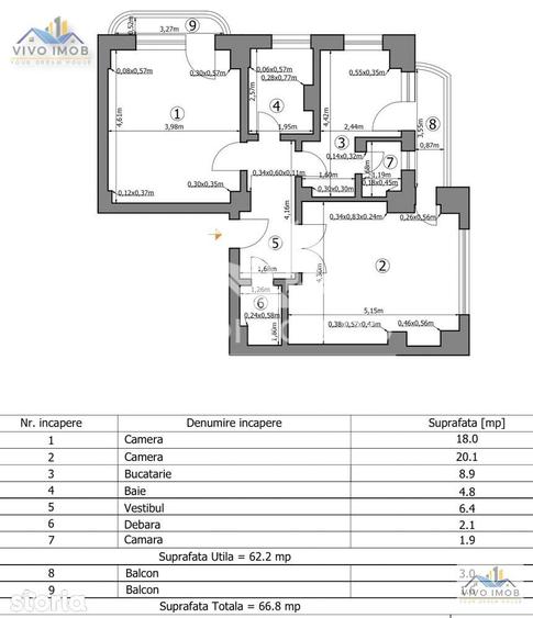 Apartament cu 2 camere decomandat în Centrul Civic