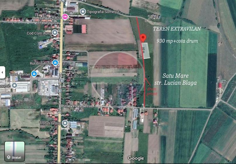 Teren Construcții extravilan de 930 mp, în Lucian Blaga