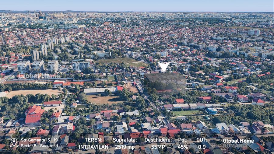 Teren Construcții intravilan de 2519 mp, în Rahova