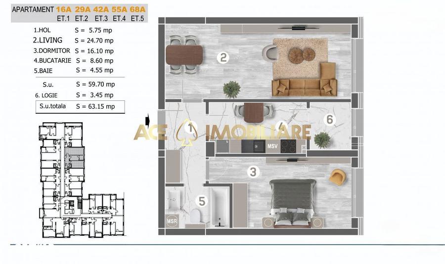 Apartament cu 2 camere în Berceni — fotografia 1