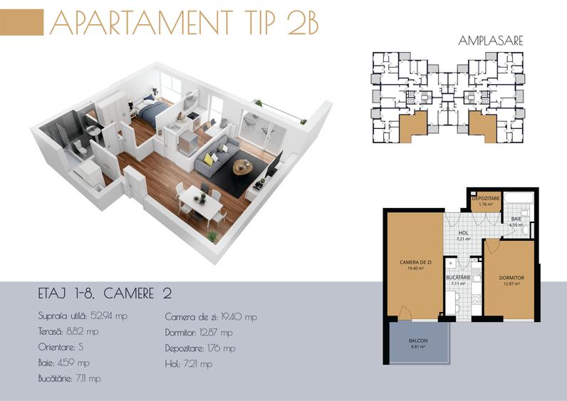 Apartament cu 2 camere semidecomandat în Andrei Mureșanu