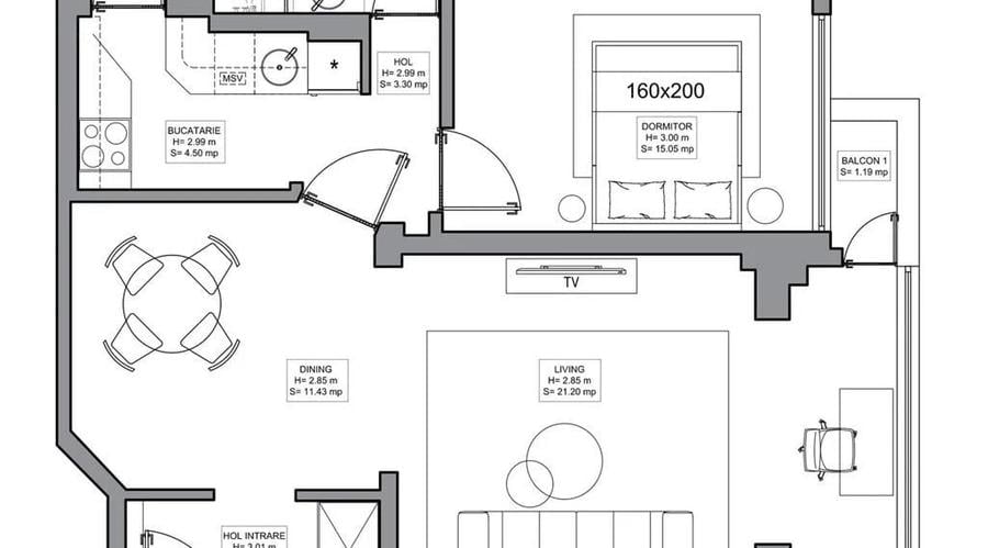 Apartament cu 2 camere decomandat în Universitate