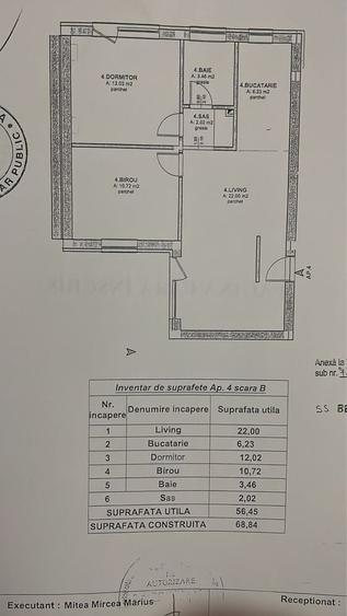 Apartament cu 3 camere decomandat în Central