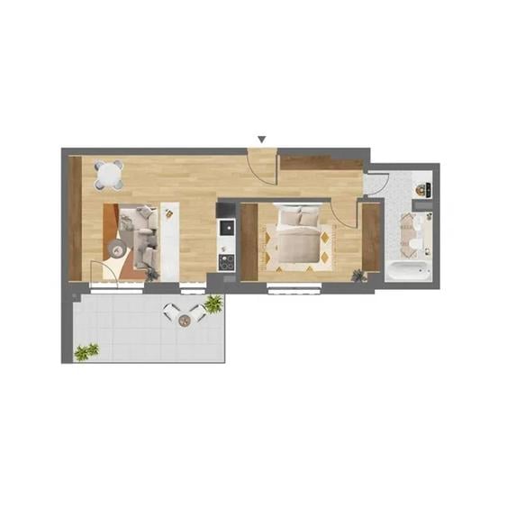 Apartament nou cu 2 camere, 56mp, etaj 1, cu garaj sub bloc - 1