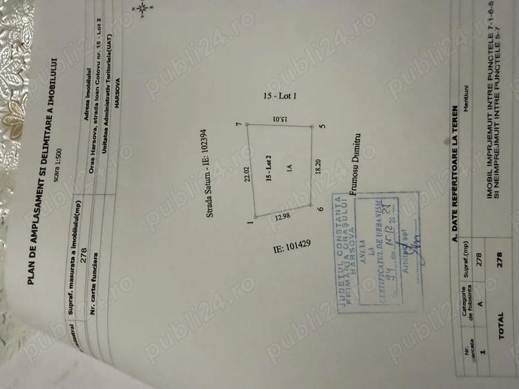 Teren de 278 mp, în Hârșova