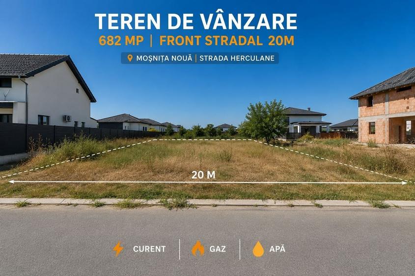 Teren Construcții intravilan de 682 mp, în Moșnița Nouă