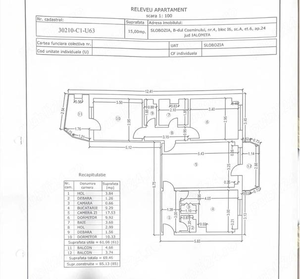 Apartament cu 3 camere semidecomandat, mobilat în Central