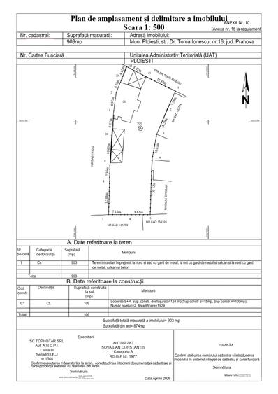 Teren Construcții intravilan de 903 mp, în Poștei - Bucov
