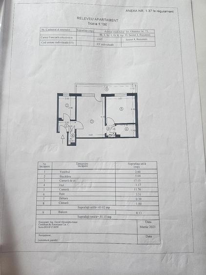 Apartament cu 2 camere semidecomandat în Berceni