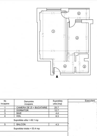 Apartament cu 2 camere nedecomandat în Mamaia-Sat