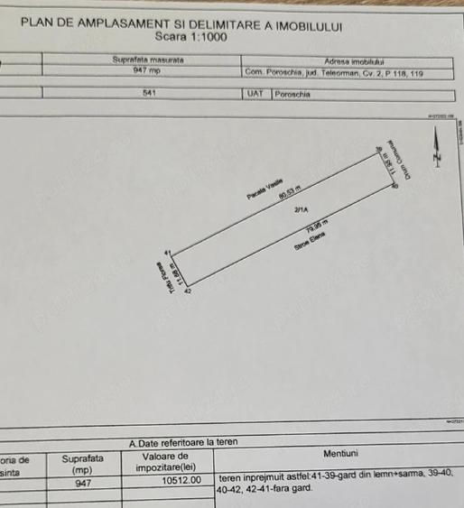 Teren de 947 mp, în Poroschia