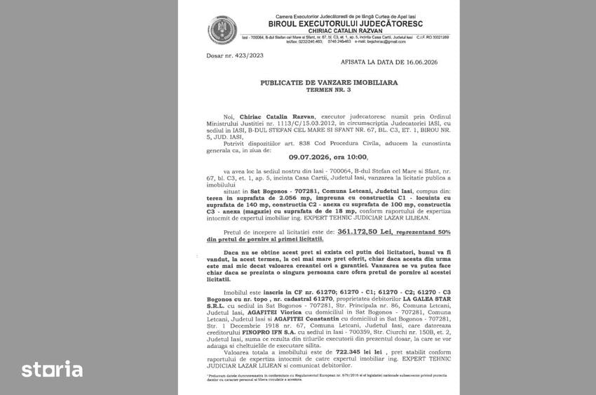 Casă cu Teren 2056 Mp în Lețcani