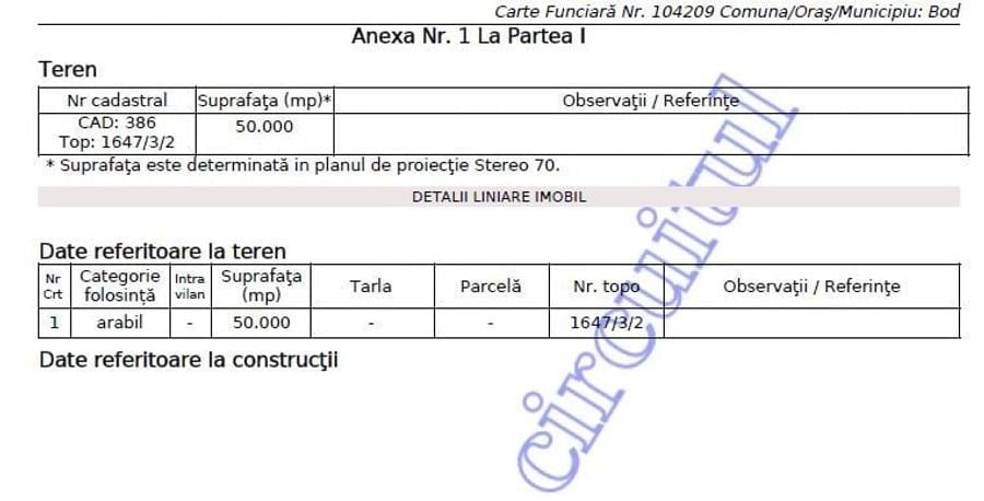 Teren agricol extravilan de 55000 mp, în Bod