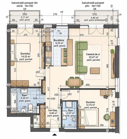 Apartament cu 3 camere în Libertății