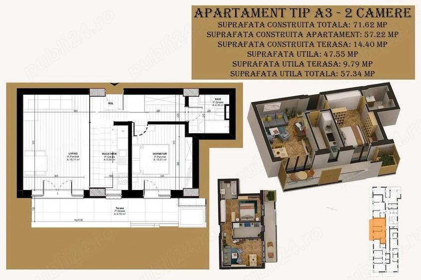 Apartament cu 2 camere decomandat în Gara