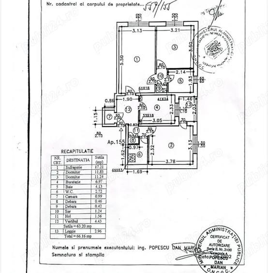 Apartament cu 3 camere semidecomandat în Militari