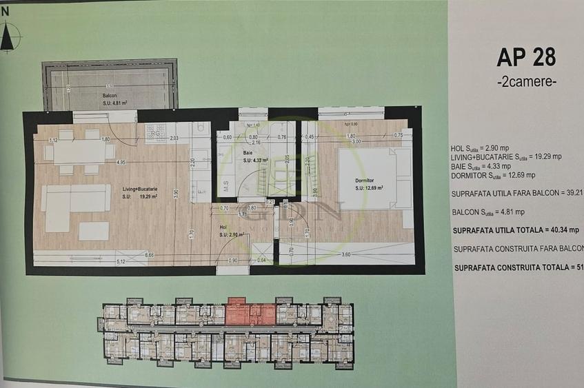 Apartament cu 2 camere semidecomandat, mobilat în Otopeni