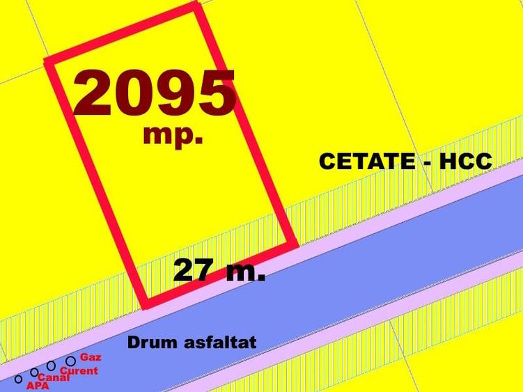 Teren Construcții intravilan de 2095 mp, în Cetate