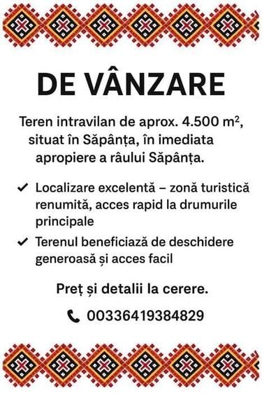 Teren de 4500 mp, în Săpânța