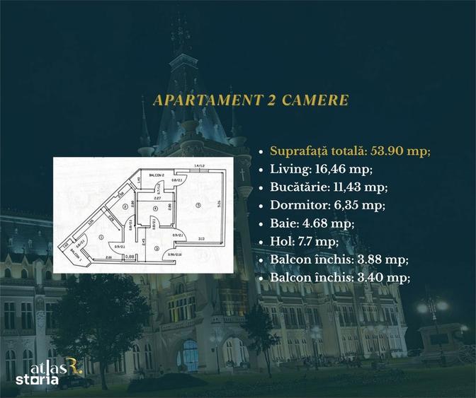 Apartament cu 2 camere în Canta