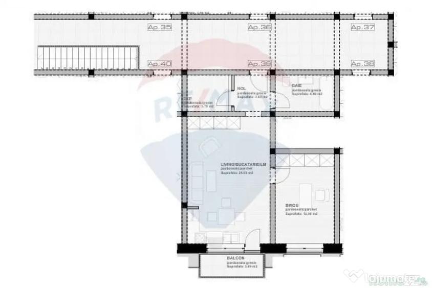 Apartament cu 2 camere decomandat în Sânpetru