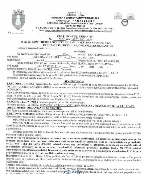 Teren de 696 mp, în Exterior Vest