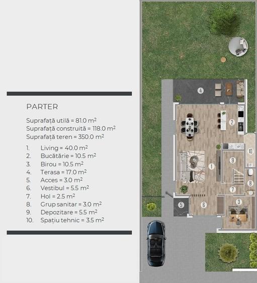 Casă individuală cu 5 camere cu Teren 350 Mp în Tunari
