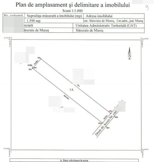 Teren Construcții intravilan de 1598 mp, în Sâncraiu de Mureș
