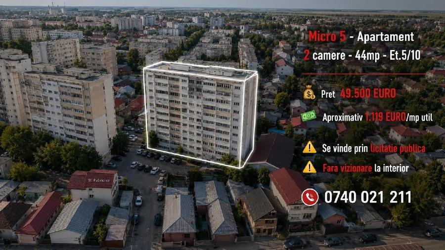 Apartament cu 2 camere decomandat în Micro 5