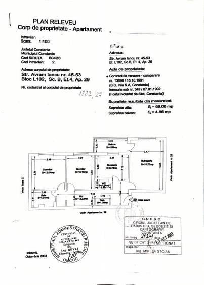 Apartament cu 3 camere decomandat, mobilat în Casa de Cultură