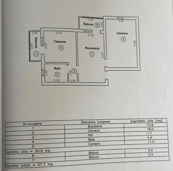 Apartament cu 2 camere decomandat în Bucovina
