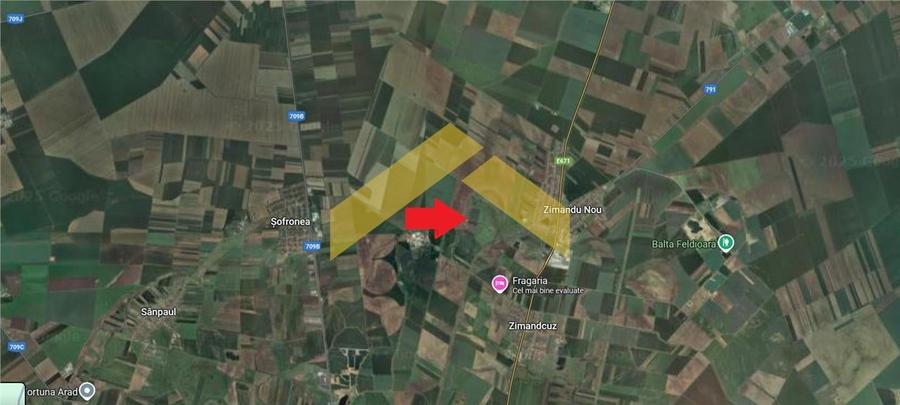 Teren Construcții extravilan de 67827 mp, în Zimandu Nou