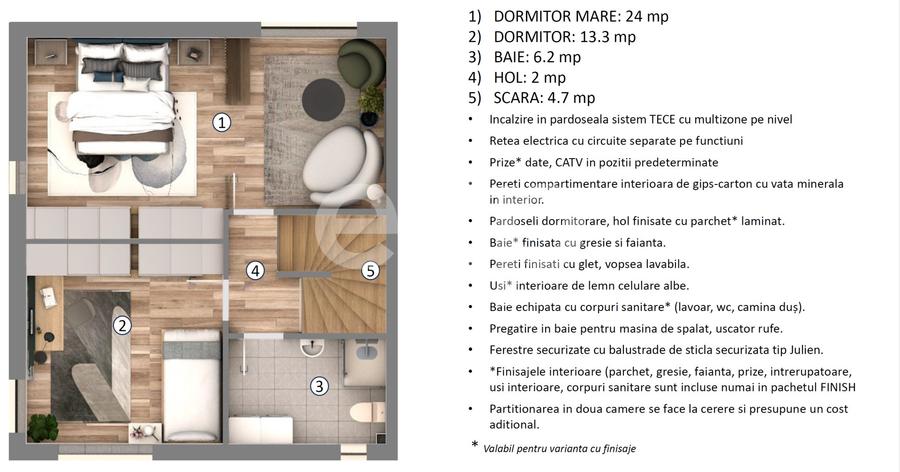Duplex cu 4 camere cu Teren 150 Mp în Otopeni