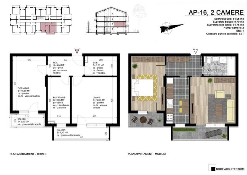 Apartament cu 2 camere decomandat în Titan