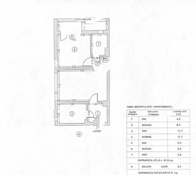 Apartament cu 2 camere în Baba Novac