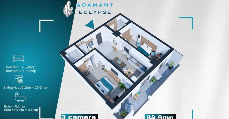 ADAMANT ECLYPSE | 3 camere openspace | 3B ~ 85mp, CUG-BRD Iasi - 1