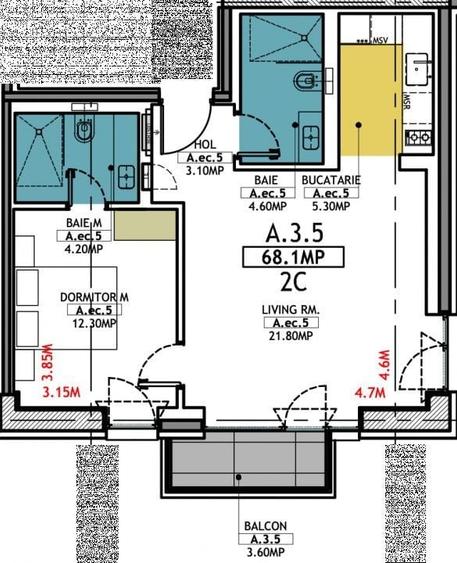 Mamaia Resort - Sale apartment with 2 rooms, 2 bathrooms and terrace. - 18