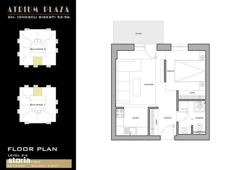 Studio dublu NOU, 41 mp | Incalzire pardoseala | Atrium Plaza - Sisest - 17